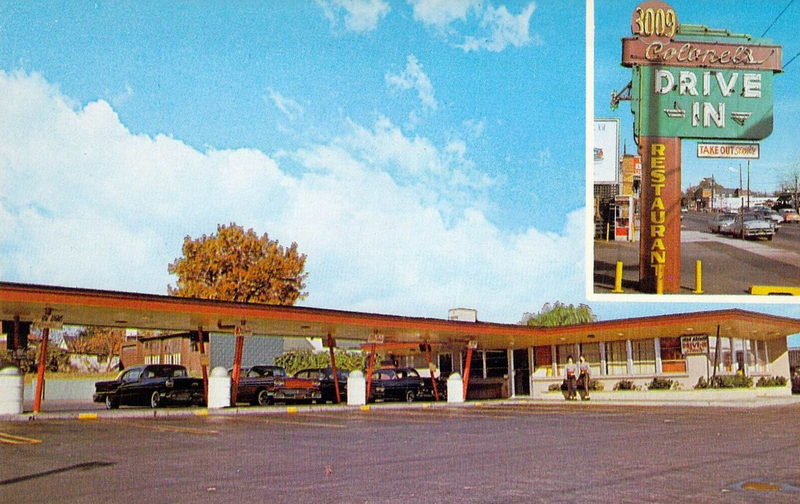 The Colonels Drive-In Restaurant - Old Postcard